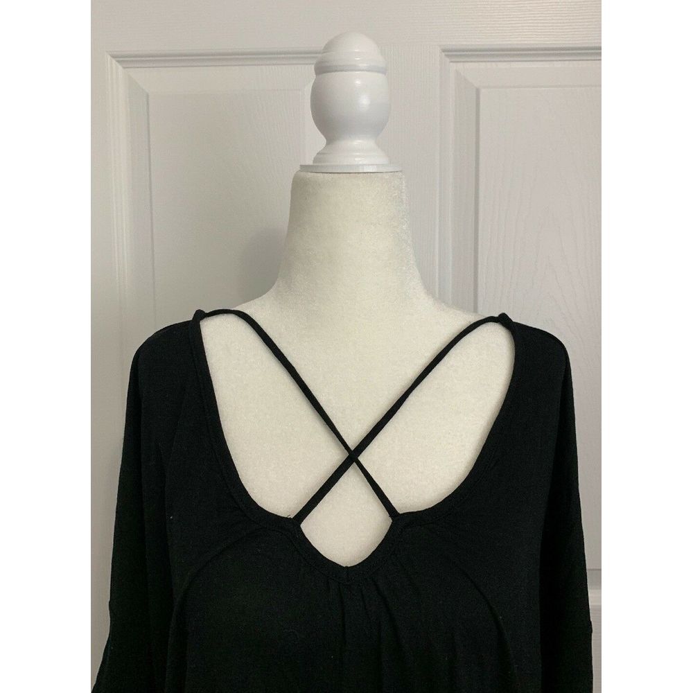 Lush Super Soft Lace Back Black Tee Shirt Sz XS - Picture 2 of 6